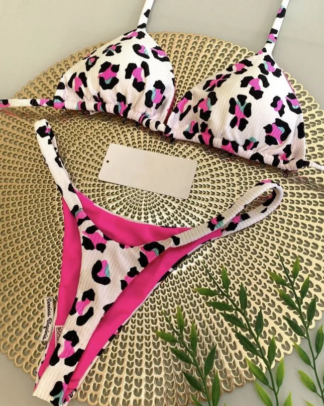 Women's Cherry Print Brazilian Thong Bikini Set - Two Piece