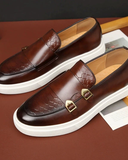 Men's Casual Faux Leather Loafers - Slip-On Dress Shoes for Men