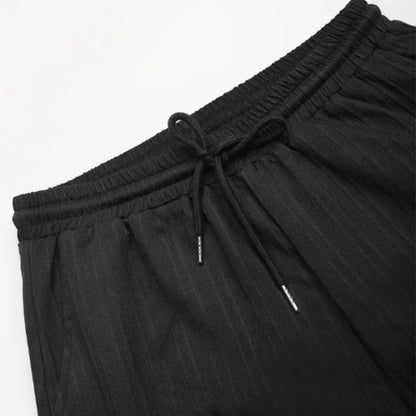 Men's Two-Piece Pleated Short Sleeve Shirt and Drawstring Pants Set
