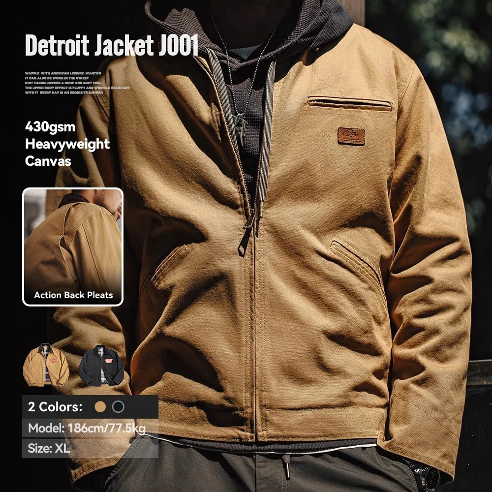 Men's Vintage Style Canvas Jacket with Lapel