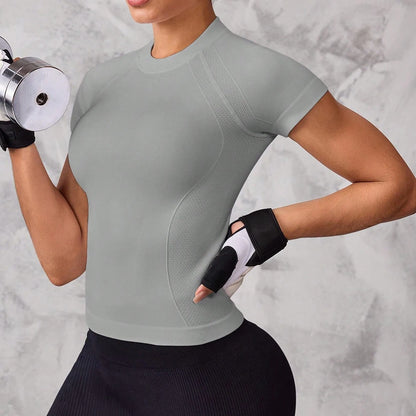 Women's Short-Sleeve Sports Top with Breathable, Quick-Drying Fabric