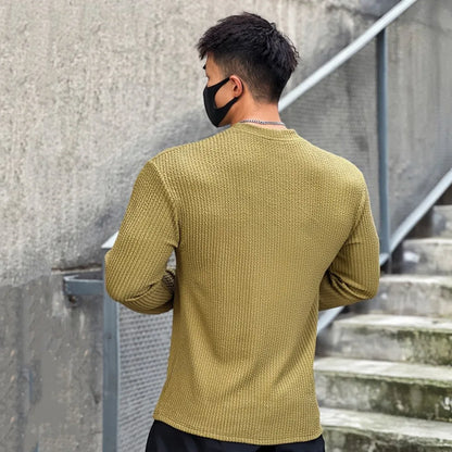 Men's Long Sleeve Slim Fit Striped Sweater