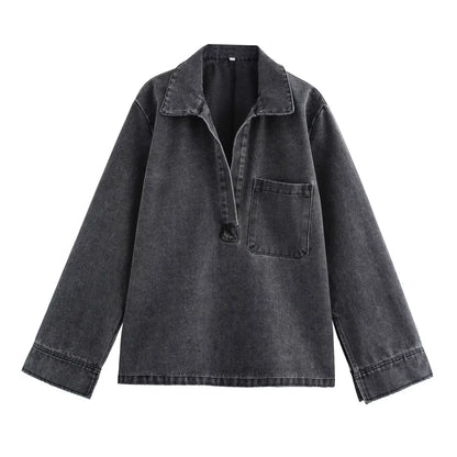 Women’s Two-Piece Sweater Set with Turn-Down Collar & High-Waist Drawstring Pants