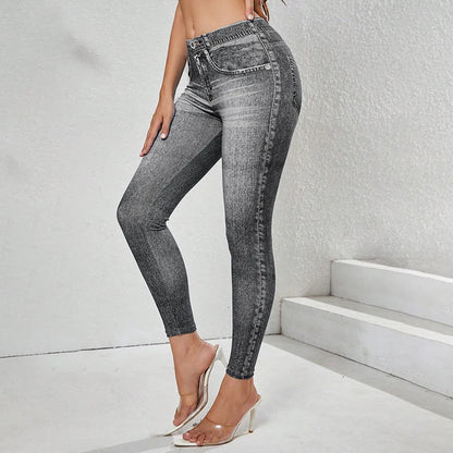 Women's Vintage High-Waist Skinny Denim Pants