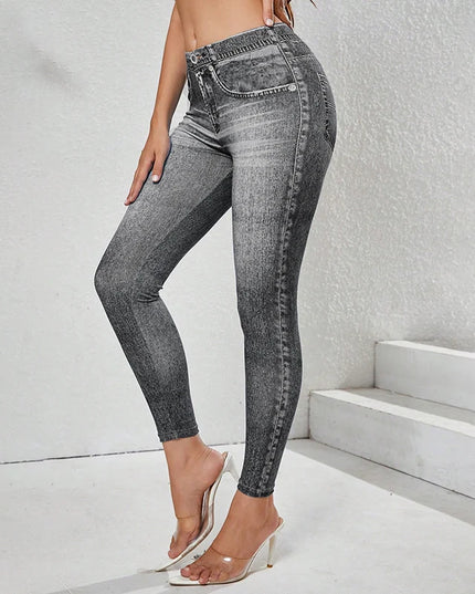Women's Vintage High-Waist Skinny Denim Pants