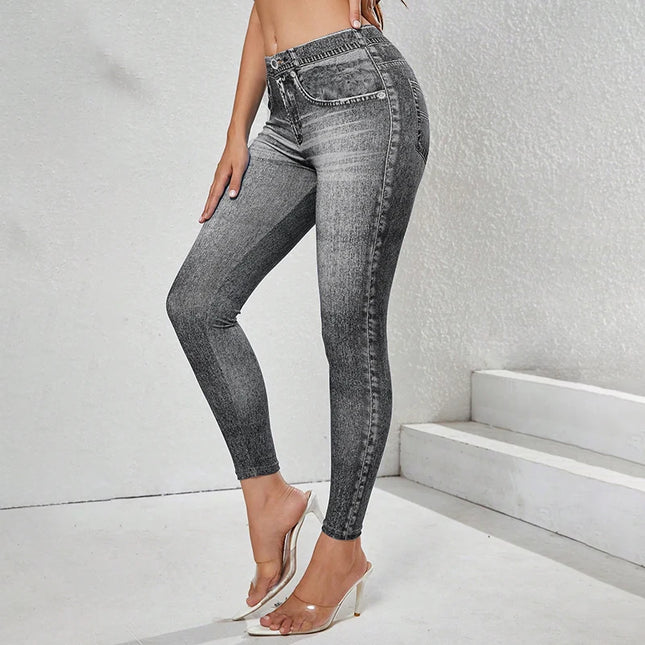 Women's Vintage High-Waist Skinny Denim Pants