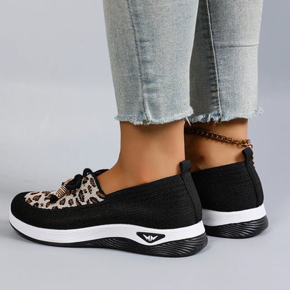 Women's Breathable Mesh Flat Casual Sneakers - Lightweight Comfortable Flat Shoes for Women