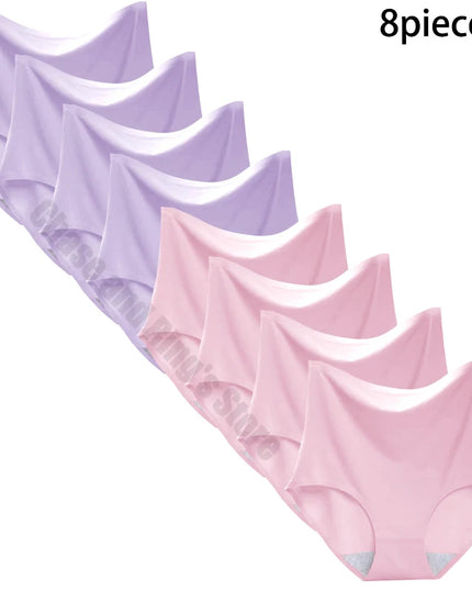 8-Pack Women’s Ice Silk Seamless Triangle Briefs - Comfortable, Tight Fit, Elastic Underwear Set