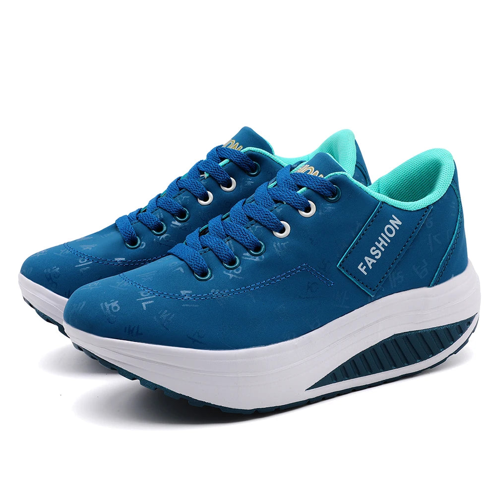 Women's Casual Breathable Comfort Wedge Heel Walking Sneakers with Thick Sole