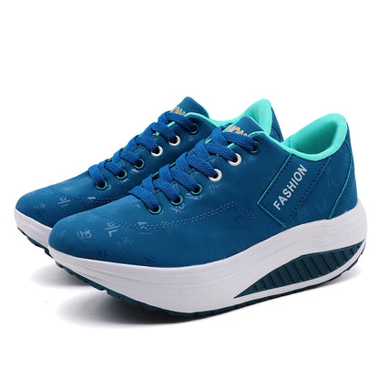 Women's Casual Breathable Comfort Wedge Heel Walking Sneakers with Thick Sole