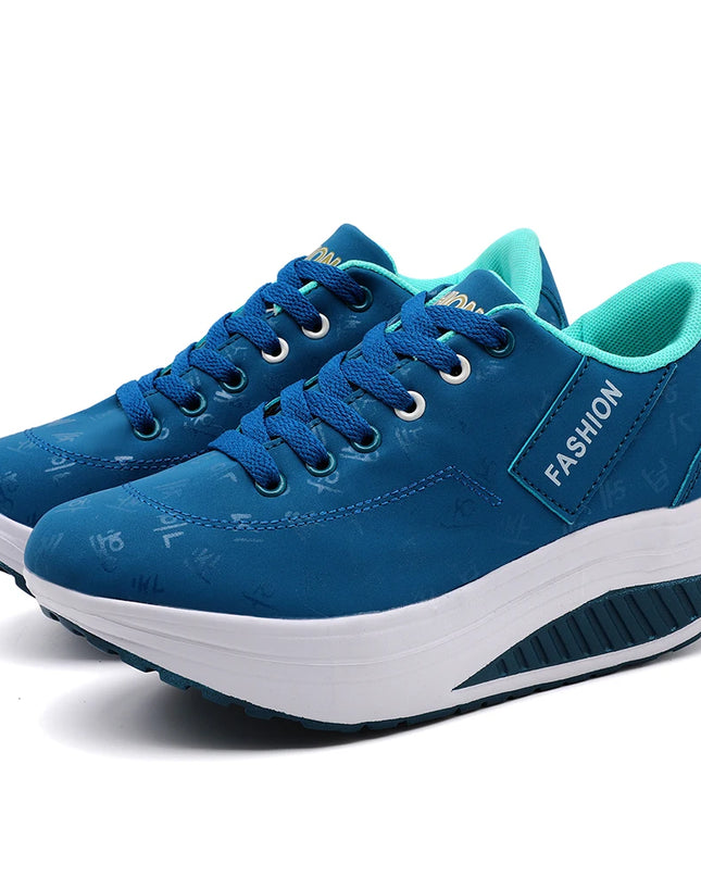 Women's Casual Breathable Comfort Wedge Heel Walking Sneakers with Thick Sole