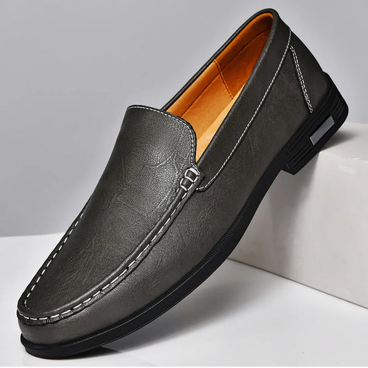 Premium Genuine Leather Men’s Slip-On Loafers - Comfortable & Stylish Men's Leather Dress Shoes
