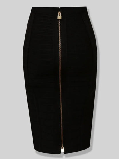 Women's Zipper O-Shape Skirt with Elastic Bodycon Fit