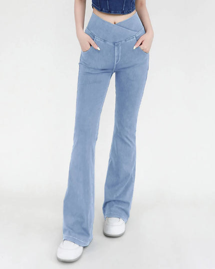 Casual Women's Bell Bottom Jeans with High Waist and Flare