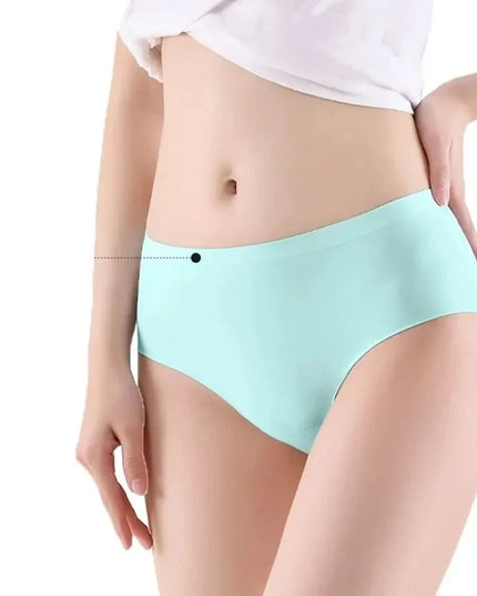 9-Pack Seamless Ice Silk Women's Monochrome Mid-Waist Briefs for Ultimate Comfort