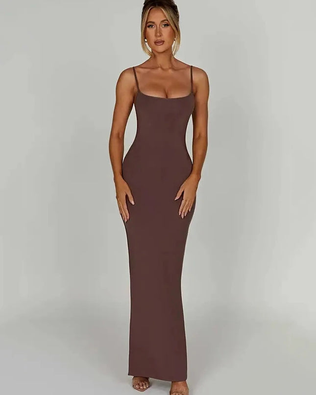 Women's Backless Maxi Dress with Spaghetti Straps by Mozision