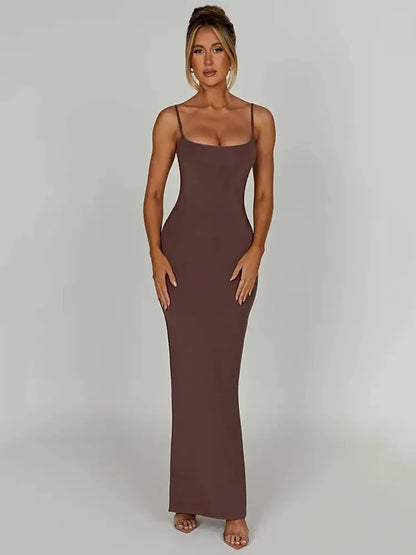 Women's Backless Maxi Dress with Spaghetti Straps by Mozision