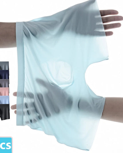 3-pack Men's Ultra-Thin Breathable Seamless Ice Silk Hipster Boxers
