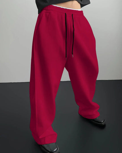 Unisex Wide Leg Sweatpants with Elastic Waist and Drawstring