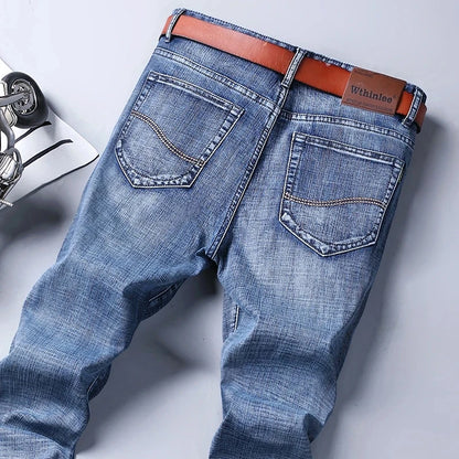 Men's Classic Straight Fit Stretch Denim Jeans - Regular Length