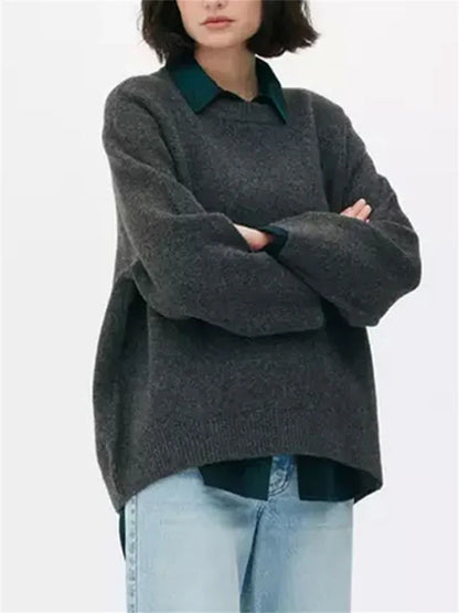 Women's Loose Fit Long Sleeve Knit Sweater