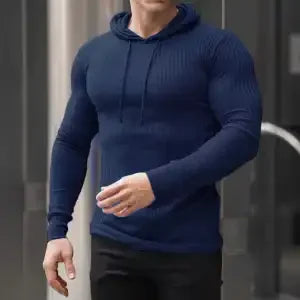 Men's Slim Fit Hooded Knit Sweater - Various Colors