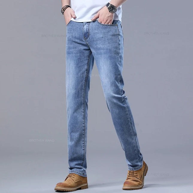 Men's Slim Fit Casual Jeans with Stretch Fabric