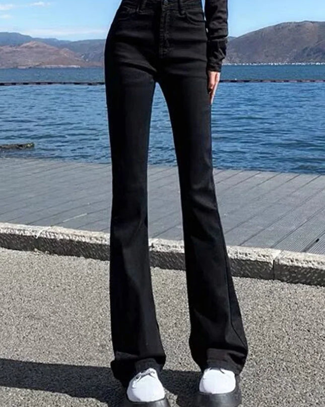 Women’s High-Waist Flare Jeans with Elastic Boot Cut – Vintage Style