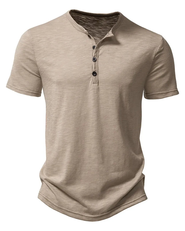 Men's Short Sleeve Polo T-Shirt with Collar and Buttons 