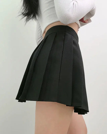 Pleated Gothic Half Skirts for Women - Asymmetrical Plaid High-Waisted