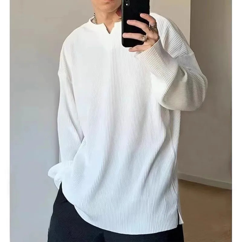 Loose Long-Sleeved Ribbed Drape Men's Sweater