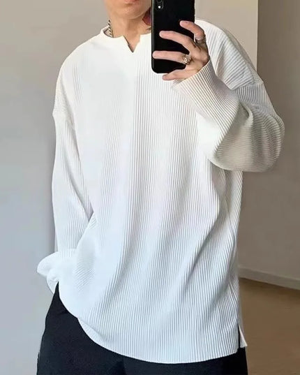 Loose Long-Sleeved Ribbed Drape Men's Sweater