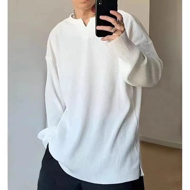 Loose Long-Sleeved Ribbed Drape Men's Sweater