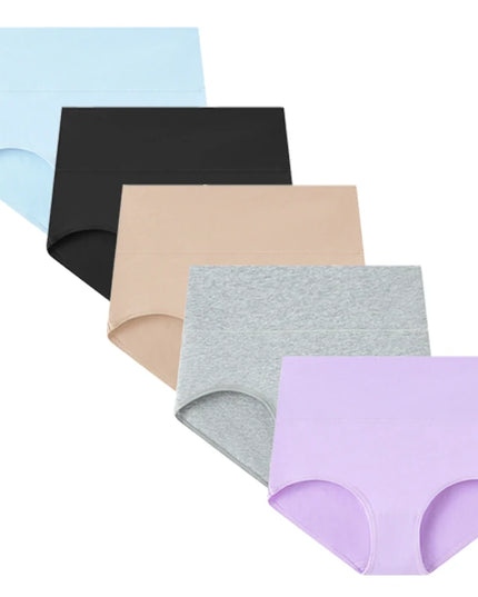 Set of 5 Women's High Waist Cotton Breathable Panties