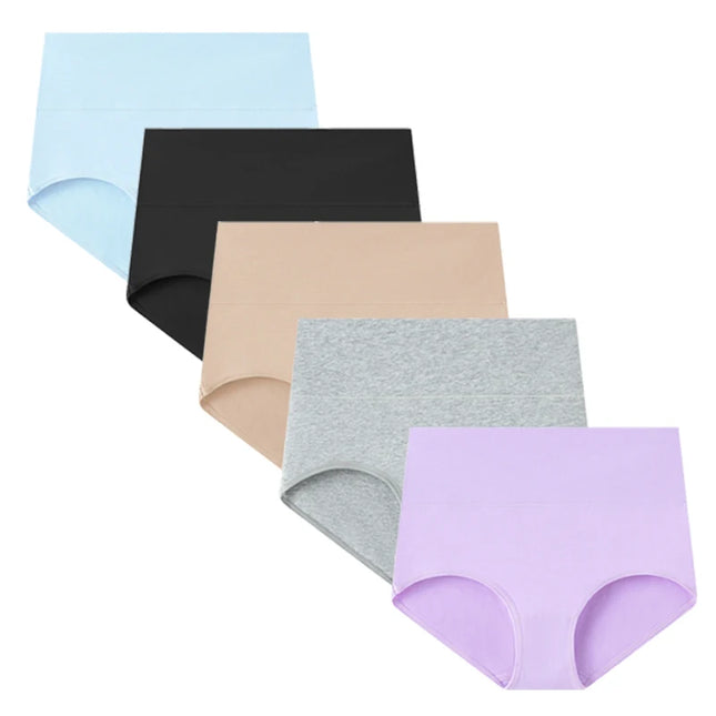 Set of 5 Women's High Waist Cotton Breathable Panties