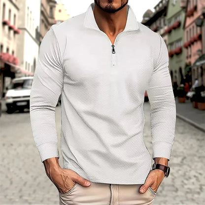 Men's Long Sleeve Zipper Polo Sweater