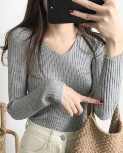 Women's V-Neck Slim Fit Sweater