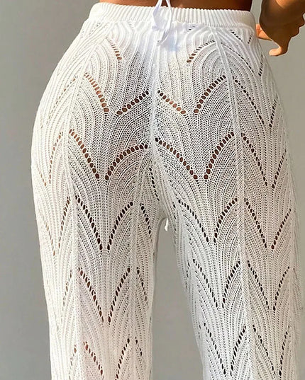 Women's Elegant Hollow Knit Pants - Stylish and Comfortable Knitted Trousers
