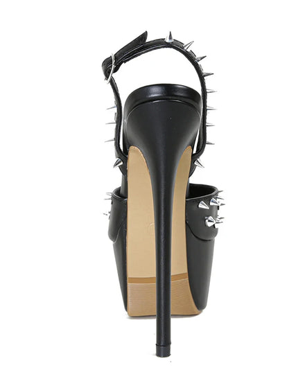 Women's Metal Rivet Back Buckle Strap Platform High Heel Sandals