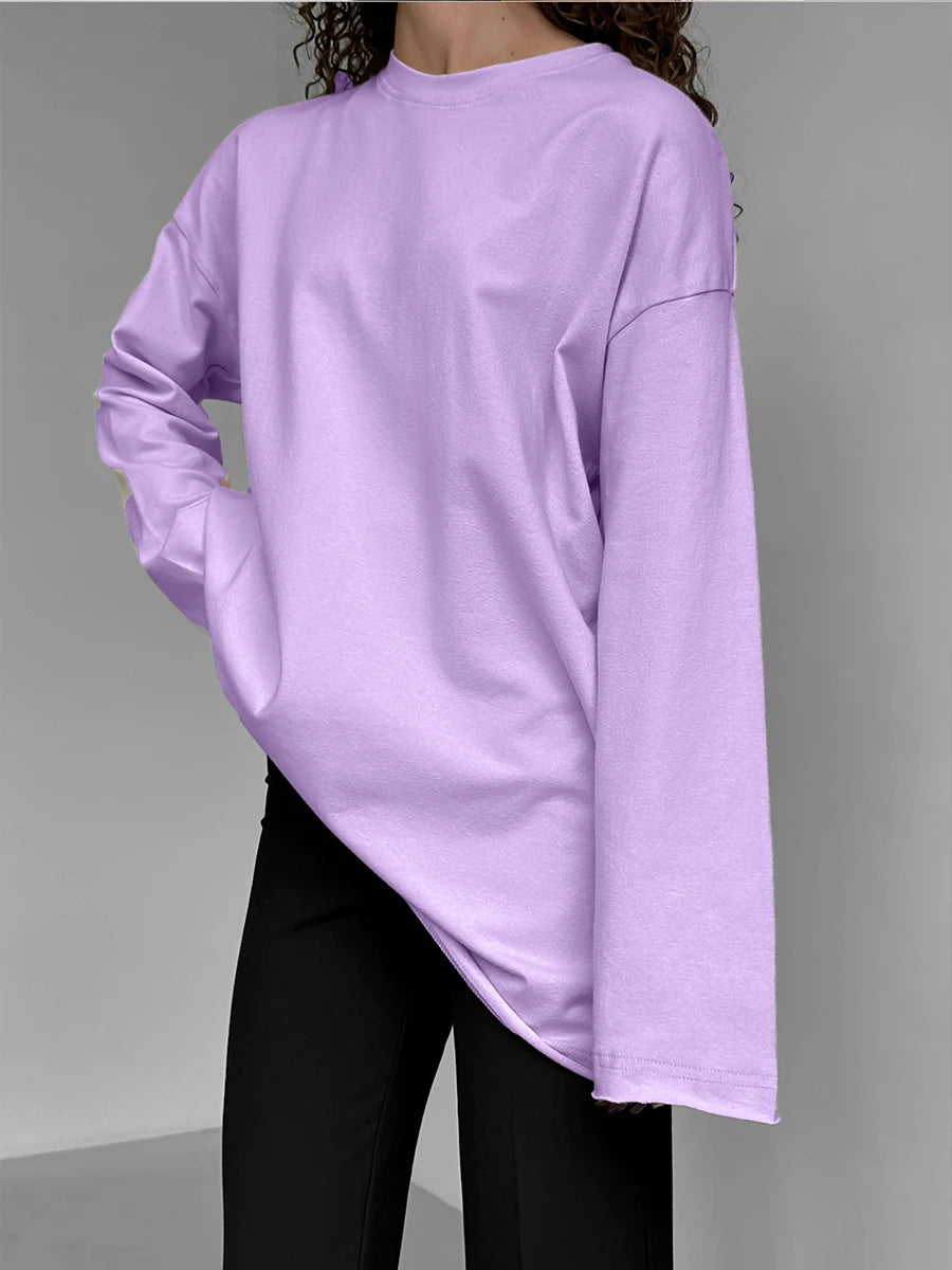 Women's Oversized Cotton Pullover Sweater - Soft, Cozy, and Stylish for Every Season