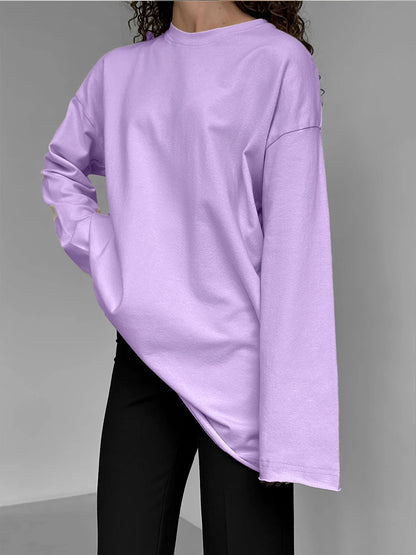 Women's Oversized Cotton Pullover Sweater - Soft, Cozy, and Stylish for Every Season