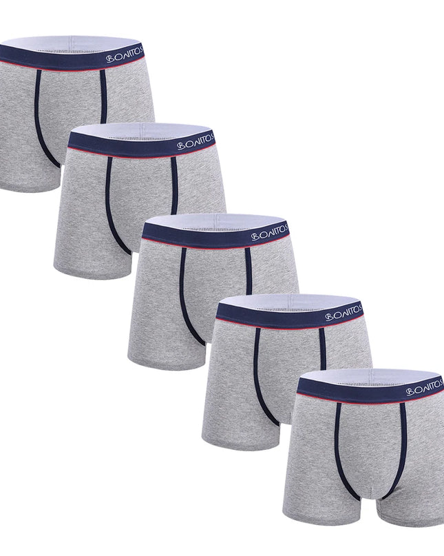 Men's Cotton Boxer Shorts - 5-Pack Comfortable Underwear for All-Day Wear