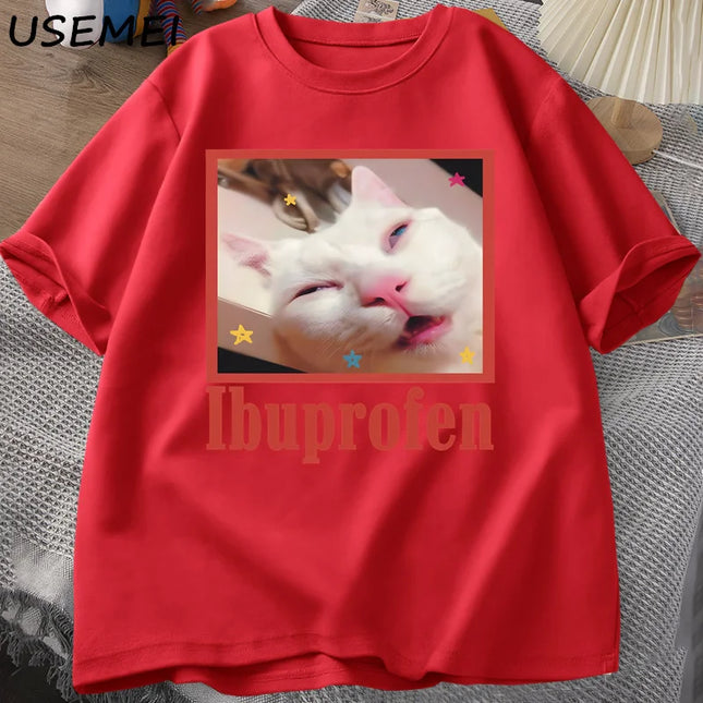 Unisex Ibuprofen Cat Meme Cotton Graphic T-Shirt - Funny Cat Lover Tee