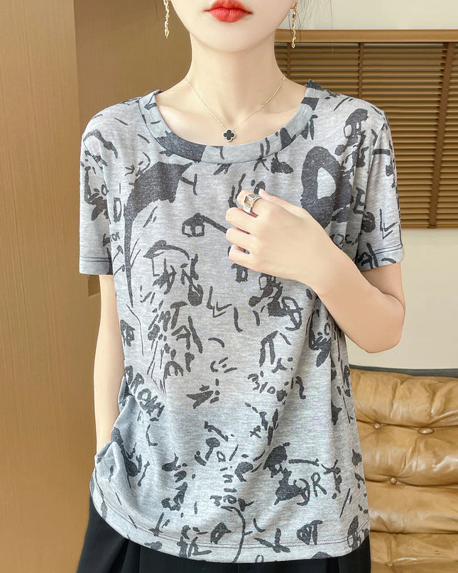 Elegant Women's Satin Silk V-Neck Short Sleeve Blouse