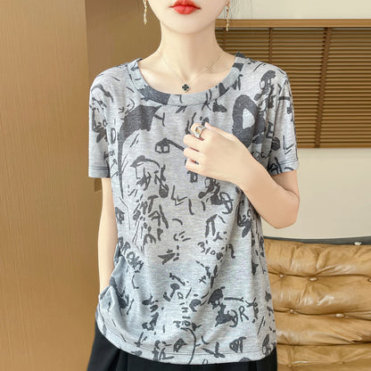Elegant Women's Satin Silk V-Neck Short Sleeve Blouse