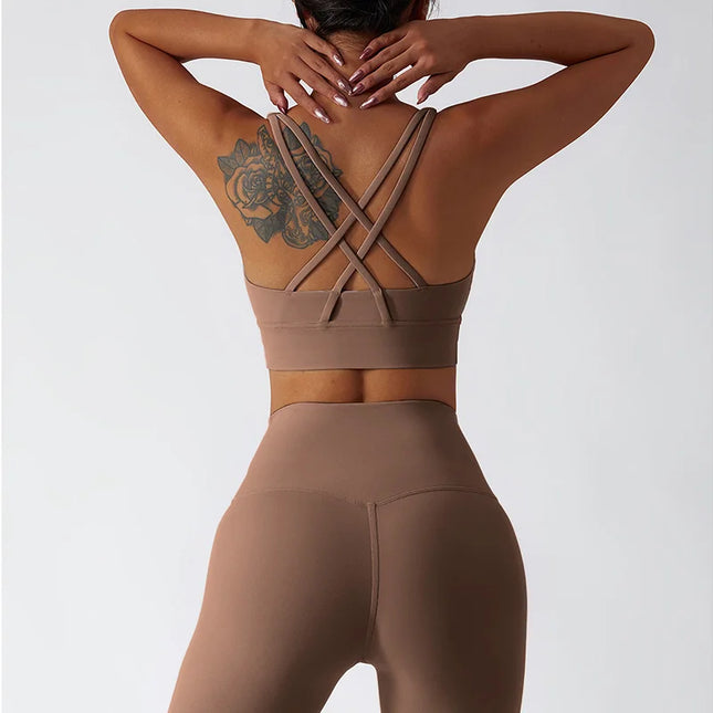2-Piece Women's Yoga Set: Push-Up Bra and Leggings Combo - Various Colors