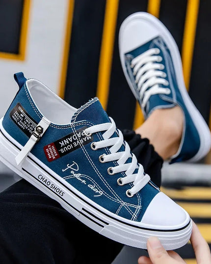 Men's Graffiti-Print Canvas Lace-Up Sneakers
