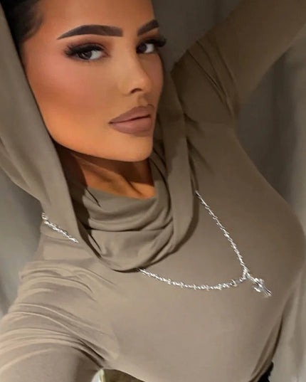 Women's Slim Fit Long Sleeve Hoodie Sweater