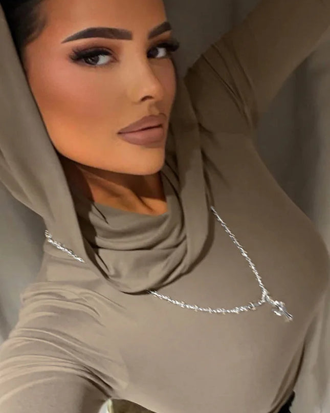 Women's Slim Fit Long Sleeve Hoodie Sweater