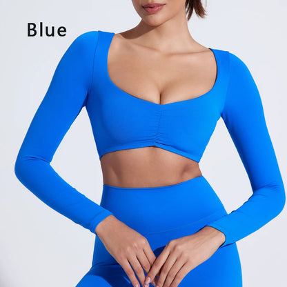 Women's Long-Sleeved Nylon Crop Top